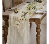 WAITER TREE Chemins de Table 90x400cm Gaze Mousseline Bohême Beige Mariage Décoration de Table de Cuisine Vacances Mariage Fête d'anniversaire