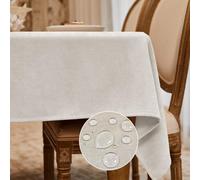 WAITER TREE Nappe rectangulaire Crème Impermeable microvellón 140 x 240 cm | Nappe de table Anti-Tache Nappe exterieur Lavable Moderne Restaurant Jardin Noel Anniversaire Mariage Maison Fête