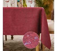 WAITER TREE Nappe rectangulaire Rouge Impermeable Effet Lin 140 x 240 cm | Nappe de table Anti-Tache Nappe exterieur Lavable Moderne Restaurant Jardin Noel Anniversaire Mariage Maison Fête