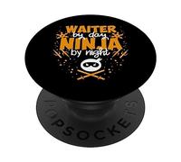 Waiter's Day Ninja in Night - Best Waiter PopSockets PopGrip Adhésif