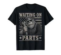 Waiting on Parts USA Funny Grumpy Monkey Life of Mechanic T-Shirt