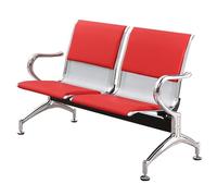 Waiting Room Bench Set - Comfortable Reception Chairs with Armrests and Backrest for Airport and Hospital Entry Halls - Stylish Red Seating Solution