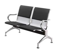Waiting Room Bench Set - Comfortable Reception Chairs with Armrests Backrest, Ideal for Airport Hospital Entry Halls, Sleek Black Design