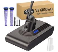 Waitley Batterie pour Dyson V8 SV10 6000mAh avec 2 Filtres et Tournevis