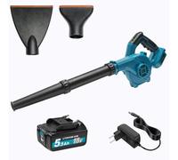 Waitley Souffleur à feuilles sans fil pour Makita 18 V avec batterie 5,5 Ah | Avec chargeur CC 36 V, tuyau de soufflage allongé et buse plate pour l'eau et les feuilles, ne convient pas aux chargeurs