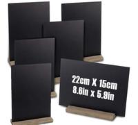 WAIZHIUA 6 Pcs Mini Tableaux Noirs 22x15 cm, Tableaux Noir avec Supports en Bois amovible Double Face Tableaux Noirs pour Cafétéria Bar Café de L'hôtel