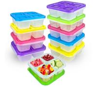 WAIZHIUA Lot de 10 bols en plastique - 4 grilles réutilisables en plastique incassable pour décoration de fête d'enfants, collation, fruits, lave-vaisselle et micro-ondes (4 couleurs)