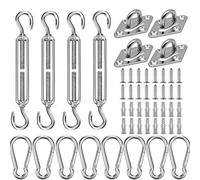 WAIZHIUA Lot de 32 pièces de fixation pour auvent M6 - Kit de fixation robuste en acier inoxydable pour voile d'ombrage rectangulaire et carrée