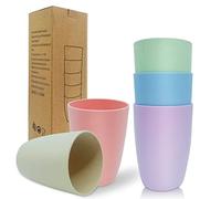 WAIZHIUA Lot de 5 gobelets réutilisables en plastique incassable de 350 ml pour enfants, pique-nique, voyage, camping, café, thé, eau, bière, lait, jus (5 couleurs)