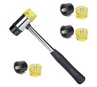 WAIZHIUA Maillet en Caoutchouc à Double Face, Ø 25 mm Mini Marteau Caoutchouc avec 6 Têtes de Marteau de Rechange, Maillet Caoutchouc avec Manche Antidérapant pour Bois Plastique Cuir Bijoux