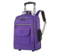 WAJJWI Cartable à roulettes Sac à dos à roulettes Voyage Grande capacité Sacs à roulettes Sac à roulettes pour L'école(Purple)