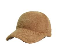 WAJJWI Casquette de Baseball Moelleuse for Hommes, tricotée Chaude, Couleur Unie, décontractée, élégante, Chapeau Poilu, Hiver pour Grosses Têtes(Brown)
