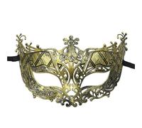 WAJJWI Masque de mascarade Vintage Prince, demi-masque en cuivre Antique, masques couronne rétro, décoration de fête for femmes, 4 pièces Pour Bal(Gold style 8)