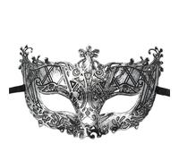 WAJJWI Masque de mascarade Vintage Prince, demi-masque en cuivre Antique, masques couronne rétro, décoration de fête for femmes, 4 pièces Pour Bal(Silver style 8)