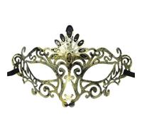 WAJJWI Masque de mascarade Vintage Prince, demi-masque en cuivre Antique, masques couronne rétro, décoration de fête for femmes, 4 pièces Pour Bal(Gold style 10)