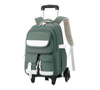 WAJJWI Sacs à dos d'école avec chariot Sac à dos d'étudiant à roulettes for filles Sac à dos à roulettes détachable de grande capacité pour L'école(Green)