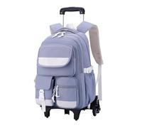 WAJJWI Sacs à dos d'école avec chariot Sac à dos d'étudiant à roulettes for filles Sac à dos à roulettes détachable de grande capacité pour L'école(Blue)