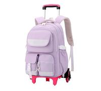 WAJJWI Sacs à dos d'école avec chariot Sac à dos d'étudiant à roulettes for filles Sac à dos à roulettes détachable de grande capacité pour L'école(Purple)