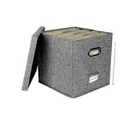WAJJWI Sturdy Vinyl Record Storage Box 13inch/33cm Stackable LP Holder with Lid Album Organizer Linen Fabric Case Decorative Moving pour CD et Collection Musicale