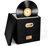 WAJJWI Vinyl Record Organizer Multi-Compartment Album Box Foldable Dust with Lid pour CD et Collection Musicale(Black)