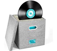 WAJJWI Vinyl Record Organizer Multi-Compartment Album Box Foldable Dust with Lid pour CD et Collection Musicale(Gray)