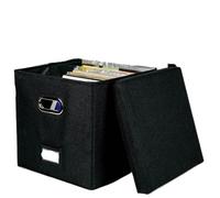 WAJJWI Vinyl Record Storage Box for Up to 50+ 12-inch Albums, Records Crate, LP Album, Fabric Boxes with Lids pour CD et Collection Musicale