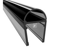 WAKA PRO-C - Joint optique pour porte de douche et lèvre de douche (10 - 12 mm, 2000 mm de long, 2000 mm), couleur noir transparent