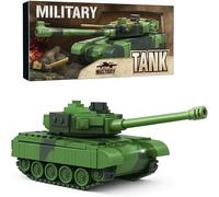 Waka Tienda RC Tank 10 Canaux C20. Cadeau pour Enfants et Adultes. 10 Canaux 2.4GHz, Sons et lumières LED, Remote Control Simulate Tank. Tout-Terrain, Rotation 300°, Simulation de Bataille (Vert)