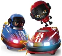 Waka Tienda Voiture de choc RC multifonctionnelle. Voiture radiocommandée avec Robots sauteurs. Comprend 2 Super Bumper Car RC 360° avec lumières LED et musique, 2 joueurs, couleur bleu et rouge