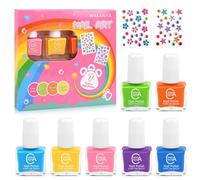 wakaniya Lot de vernis à ongles pour enfants - 7 couleurs à base d'eau - Avec autocollants en diamant - Sans odeur - Pour les tout-petits