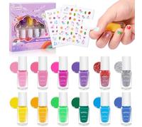 WAKANIYA Vernis Ongle Enfant 12 Bouteilles Vernis Enfant à L'eau - Vernis à Ongles Peel-off Non Toxique, Avec Des Autocollants Pour Les Doigts, Cadeau Amusant Pour Les Enfants Fille Tout-petit