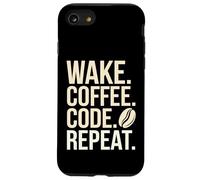 Wake Coffee Code Repeat Funny Computer Programmer Codage Coque pour iPhone SE (2020) / 7/8