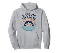 Wake Me for Snacks Amusant Food Lover Sleep Sweat à Capuche, Unisexe pour Adultes, Gris Chiné, M