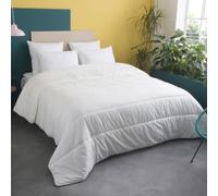 Wake Me Green - Couette Tempérée Colette 140x200 cm - Garnissage Fibre Creuse Siliconée recy 300g/m² - Enveloppe 100% Coton - Lit 1 ou 2 Personnes - Piquage Lignes - Finition Biais Blanc