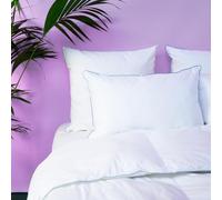 Wake Me Green - Oreiller Olivier 60x60 cm - Soutien Medium (Dos) - Fibre Creuse Siliconée recy Sensation Duvet - Enveloppe 100% Coton - Finition Passepoil Denim - Lavable 40°C