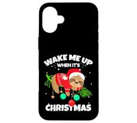 Wake Me Up When It's Christmas Funny Xmas Sloth Graphic Coque pour iPhone 16 Plus