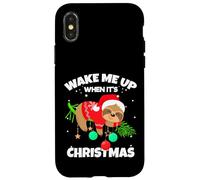 Wake Me Up When It's Christmas Funny Xmas Sloth Graphic Coque pour iPhone X/XS