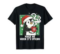 Wake Me When Its Spring Pingouin de Noël Anti-Froid T-Shirt
