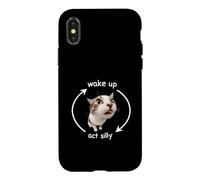 Wake Up Act Silly Funny Cat Kitten Meme Lover Coque pour iPhone X/XS