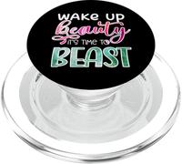 Wake Up Beauty Time to Beast Motivation PopSockets PopGrip pour MagSafe