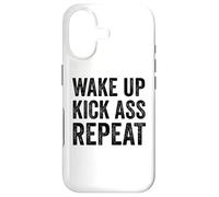 Wake Up Kick Ass Repeat Sign Saying Wake Up Kick Ass Repeat Coque pour iPhone 17