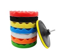 Wakects 7pcs Sponge Professionnel des Coussinets de Polissage en Laine Kit de Cire de Buffage pour Les Détails Automobiles avec Adaptateur de Forage Pad 3/4/5/6 Pouces (3 dans)