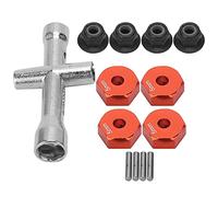 Wakects Adaptateur de Roue Hexagonale RC, Moyeu de Roue Hexagonale 12mm, Adaptateur de 12mm 5mm, Aluminium Alliage, Taille Précise, Installation Facile avec Vis de Fixation, écrou (Rouge)