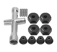 Wakects Adaptateur de Roue Hexagonale RC, Moyeu de Roue Hexagonale 12mm, Adaptateur de 12mm 5mm, Aluminium Alliage, Taille Précise, Installation Facile avec Vis de Fixation, écrou (Black)