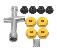 Wakects Adaptateur de Roue Hexagonale RC, Moyeu de Roue Hexagonale 12mm, Adaptateur de 12mm 5mm, Aluminium Alliage, Taille Précise, Installation Facile avec Vis de Fixation, écrou (Gold)
