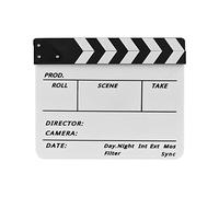 Wakects Ardoise Effaçable à Sec avec Bâton Coloré Magnétique, Clap de Cinéma Professionnel, Noir et Blanc
