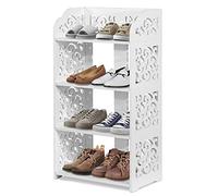 Wakects Armoire à chaussures pour chaussures, étagère à chaussures d'entrée, étagère de rangement en PVC pour chaussures livres CD, motif perforé, couleur blanche (4 étagères)
