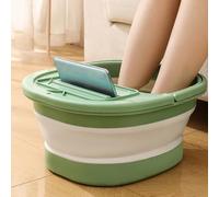 Wakects Baignoire de Pieds Pliable en Plastique épais avec Point de Massage 39,5 X 34 X 19 Cm pour Maison, Appartement, Dortoir, Voyage, Soins des Pieds (vert blanc)