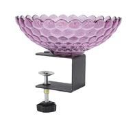 Wakects Bain d'oiseaux monté sur Pont, Mangeoire en Plastique pour Bain d'oiseaux avec Pince Réglable, Bol Détachable de 6,9 x 5,12 Pouces pour Clôture, Balcon, Balustrade, Jardin, Cour, (Purple)