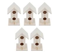 Wakects Birgin de Bois Bricolage Décorer, Offrir Un Lieu de Repos Sûr pour Le Bluebird Pinchadee avec Une Ventilation Appropriée, 2 Stands et Un Matériau Robuste, Exquis, Idéal pour Le Jardin Oiseau
